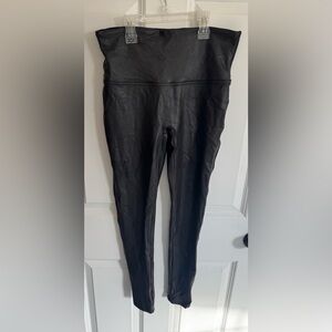 SPANX Black Leggings Faux Leather (Large)